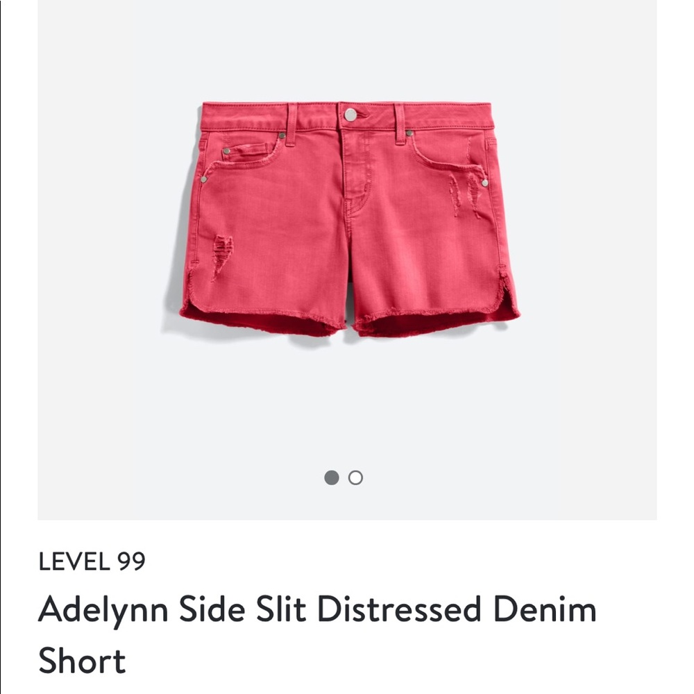 LEVEL 99 Adelynn Side Slit Distressed Denim Short